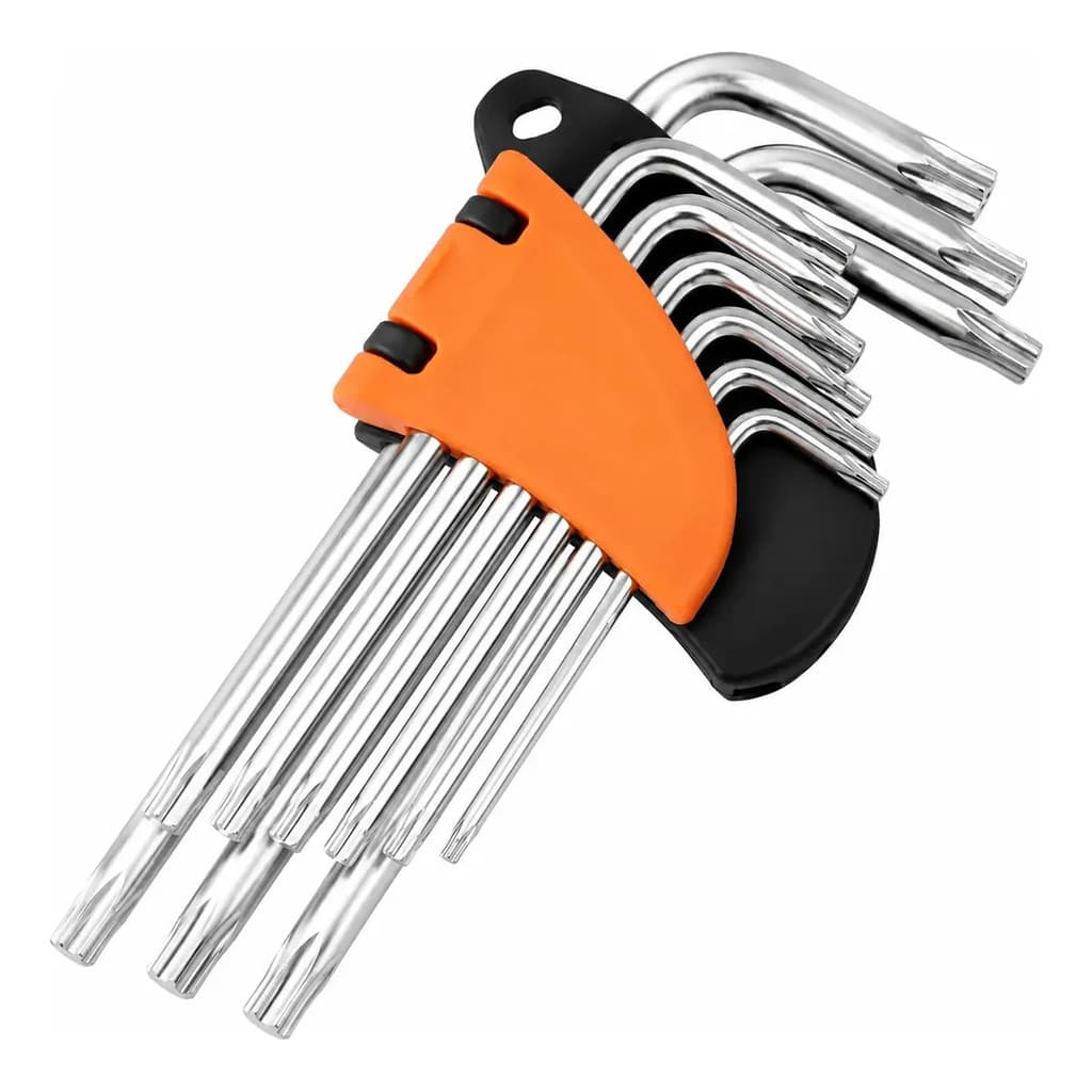 Jogo Kit De Chave Allen Torx Estrela Curta 9 Peças