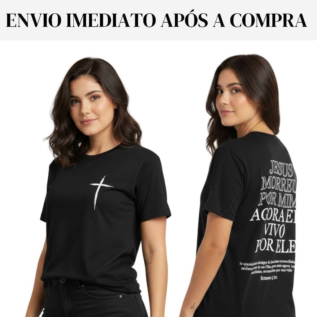 Camisa Camiseta T- Shirt Cristã 100% Algodão Masculino Feminino VIVO POR ELE