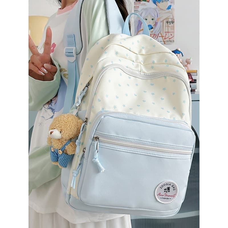 2025 novo estilo estudantes do ensino médio mochila versão coreana alto valor contraste cor All-match high school faculd