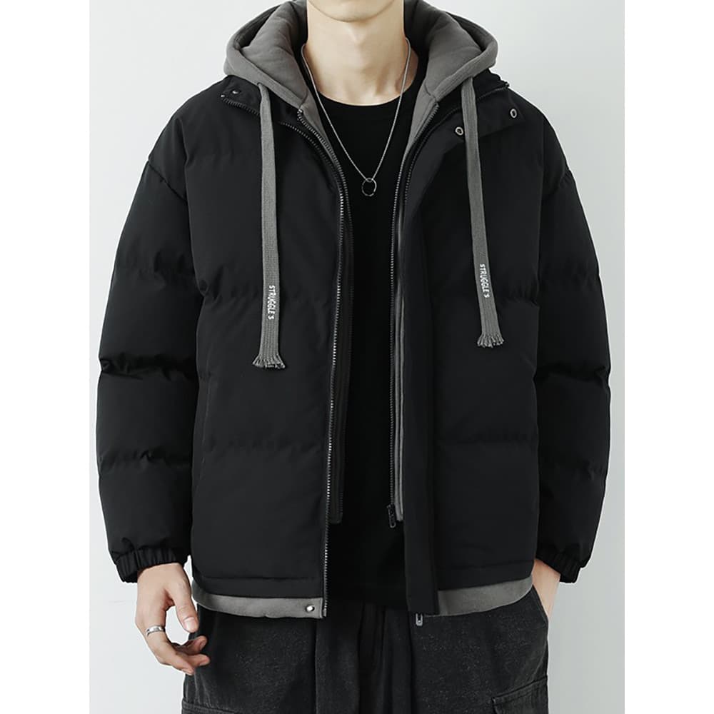 American Street Wear algodão acolchoado jaqueta masculina inverno grosso para baixo acolchoado jaqueta com capuz quente