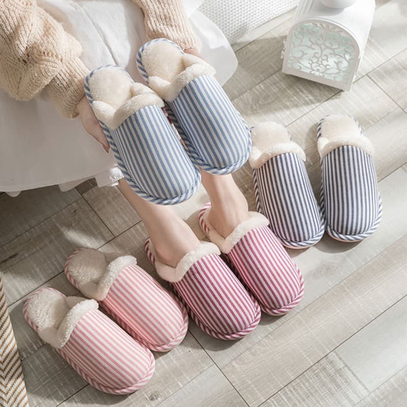 Novo estilo de chão chinelos de algodão feminino casa outono inverno interior uso doméstico antiderrapante quente invern
