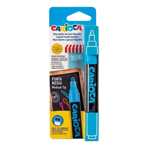 Caneta Giz Líquido Azul Carioca Para Quadro Negro