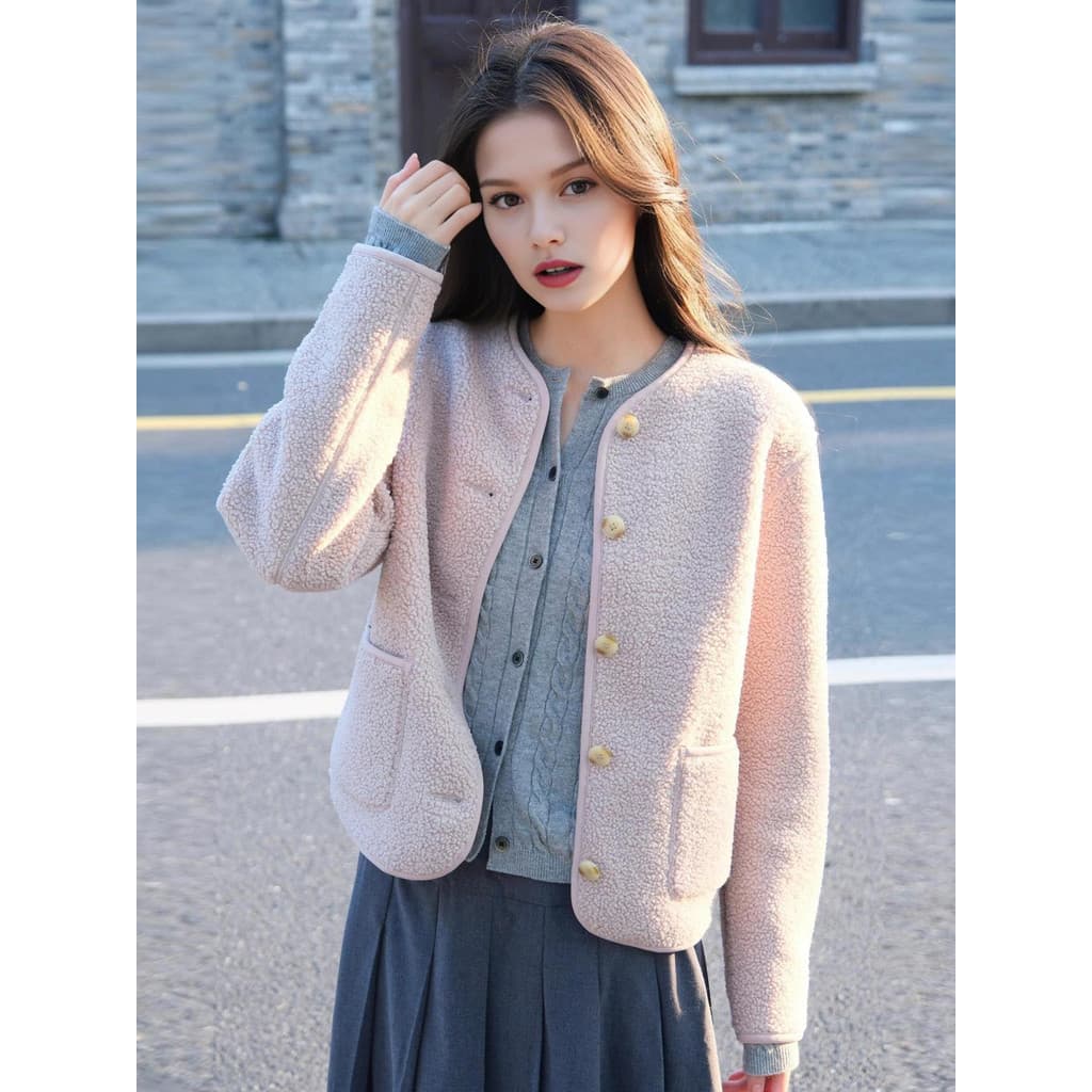Site Oficial 199!Cardigan feminino estilo cordeiro velo velo em torno do pescoço/filha estilo jaqueta outono inverno4729