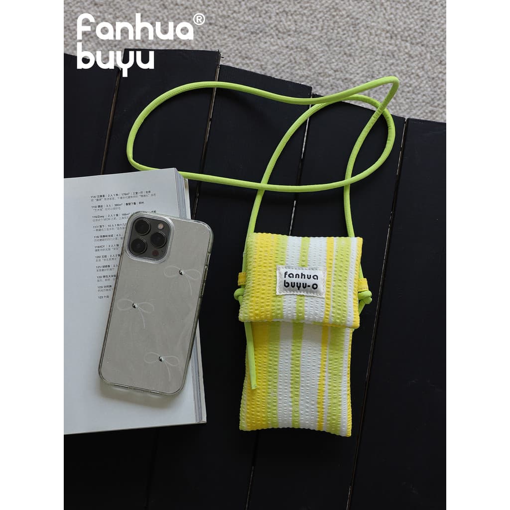 Fanhua sussurro novo estilo andando mensageiro saco do telefone móvel feminino portátil saco do mensageiro Mini listrado