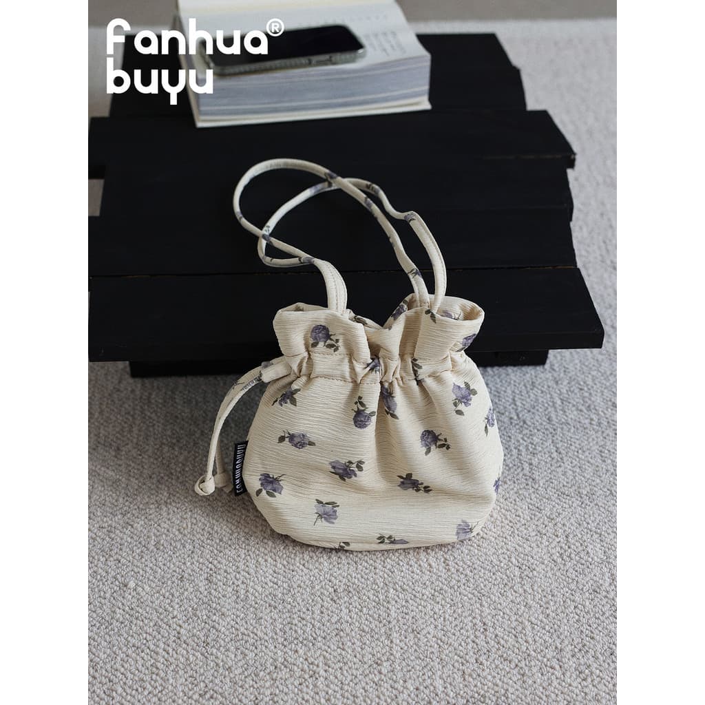 Fanhua silencioso Original novo estilo Ultra-pequeno balde saco feminino estilo Retro Floral bolsa de ombro portátil cor