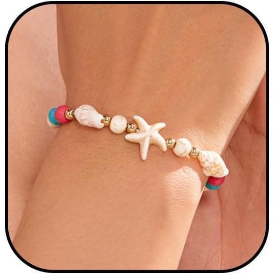 Pulseiras de Conchas para Mulheres, Pulseira de Corda com Conchas Estilo Boho, Pulseiras de Praia para Mulheres