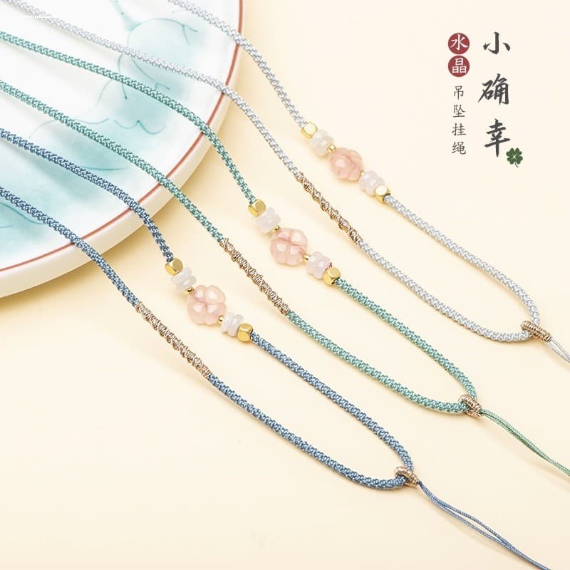 Colar tecido à mão cordão pingente jade pingente jade ouro jade pingente corda masculino feminino nó de abacaxi