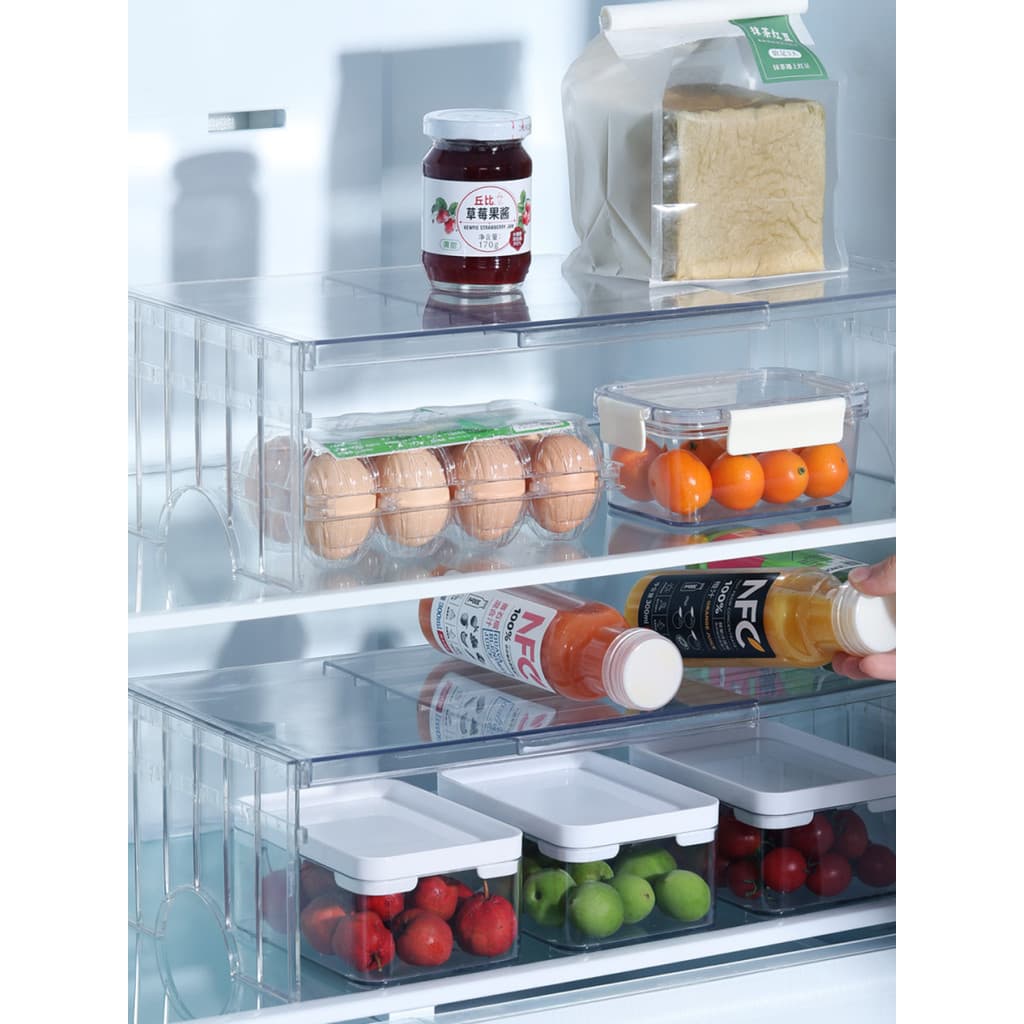 Rack de armazenamento interno para geladeira, rack de armazenamento de sobras em camadas, divisória aumentada, prato lat