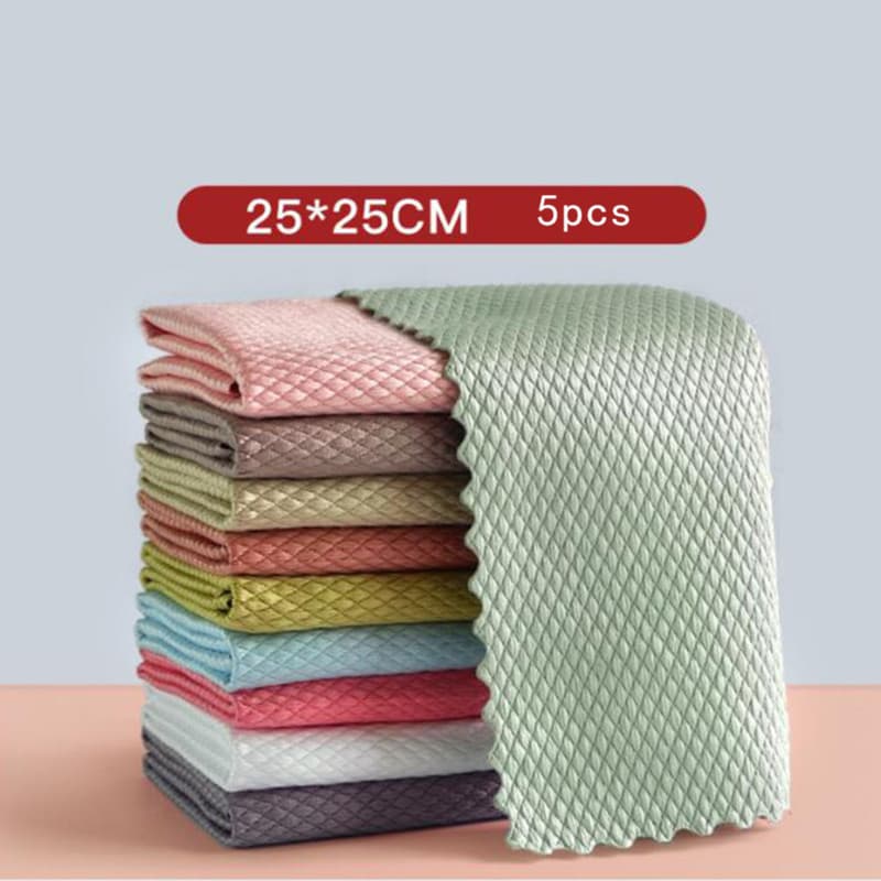 Conjunto de 5 panos de limpeza de alta eficiência à prova de óleo para cozinha, panos de limpeza tipo escama de peixe, t