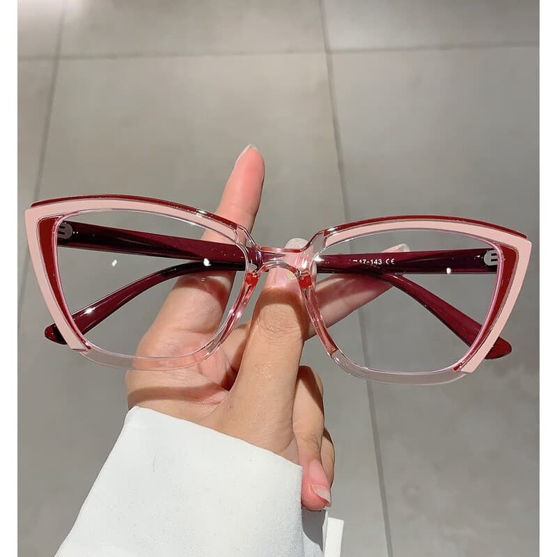 Moda duas cores costura transparente gato óculos quadro Retro temperamento estudante classe Anti-azul luz clareamento ma