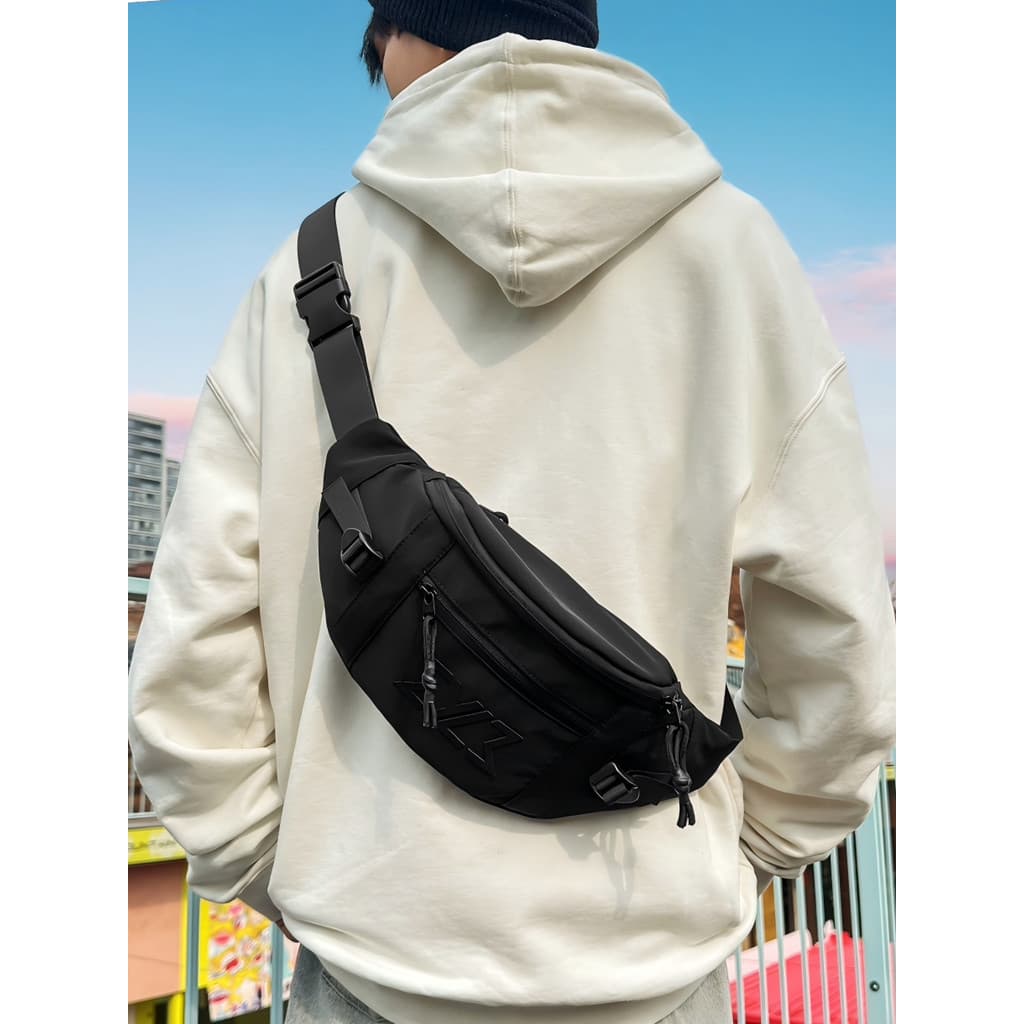 Bolsa de peito estilo funcional masculina, bolsa de cintura esportiva com ferramentas para uso na rua, bolsa mensageiro