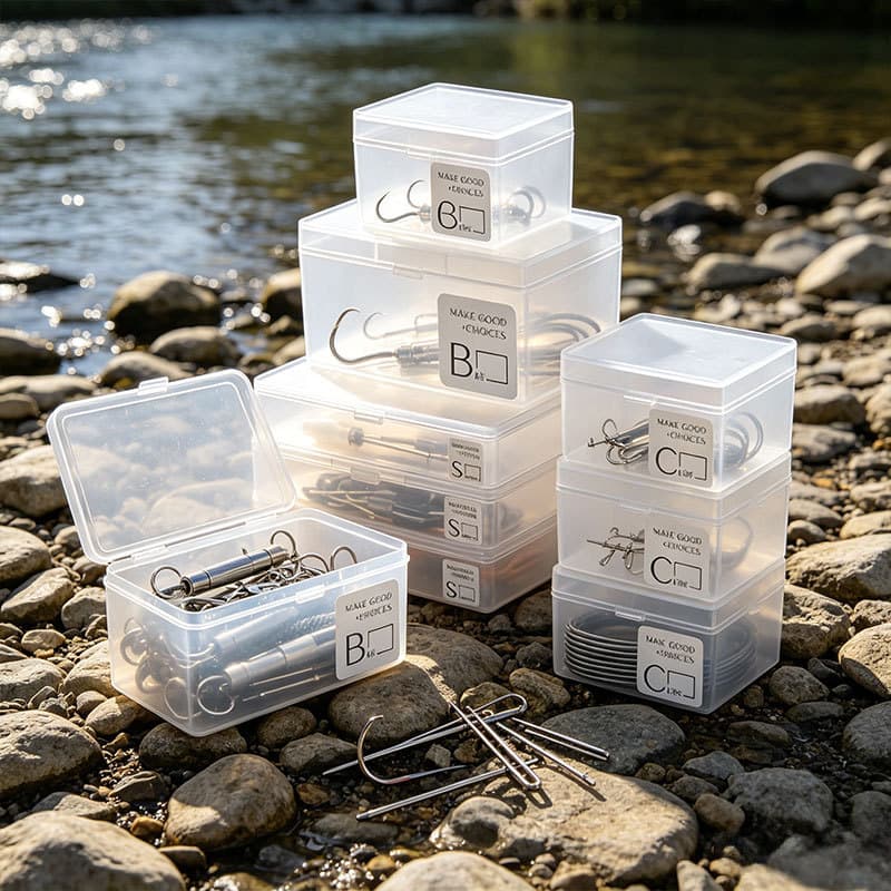 Caixa de armazenamento de artes de pesca multifuncional com fivela pequenos acessórios linha de pesca pele de chumbo ass