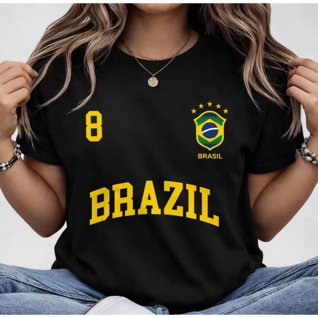 Blusa Camisa Feminina Brasil T-shirt Verão Algodão Copa