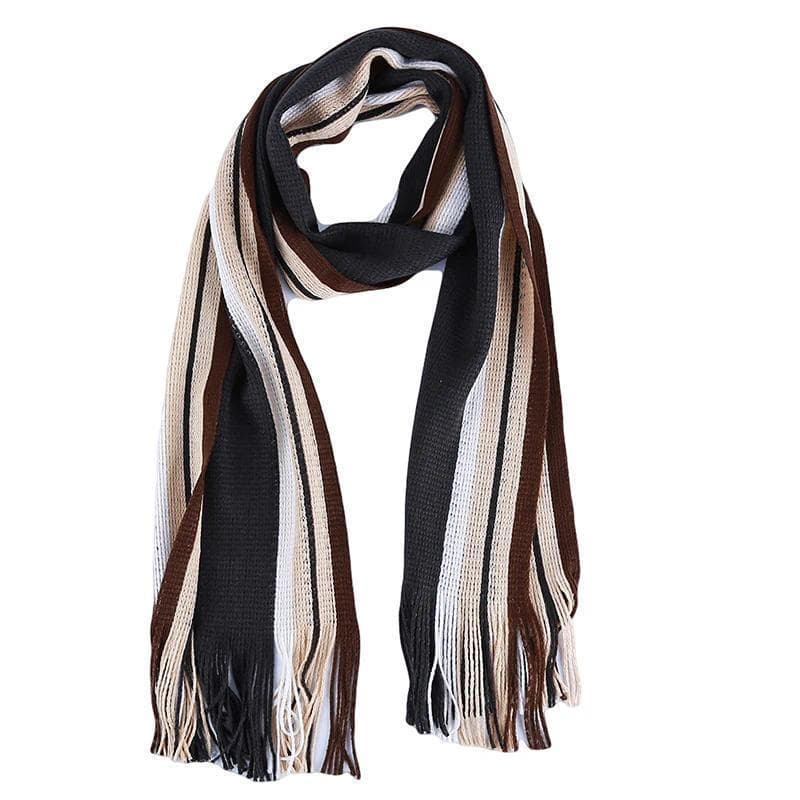 Moda Esqui Escalada Ciclismo Cachecol Masculino Inverno Clássico Cashmere Quente Macio Franja Listrado Borla Xale Envolt