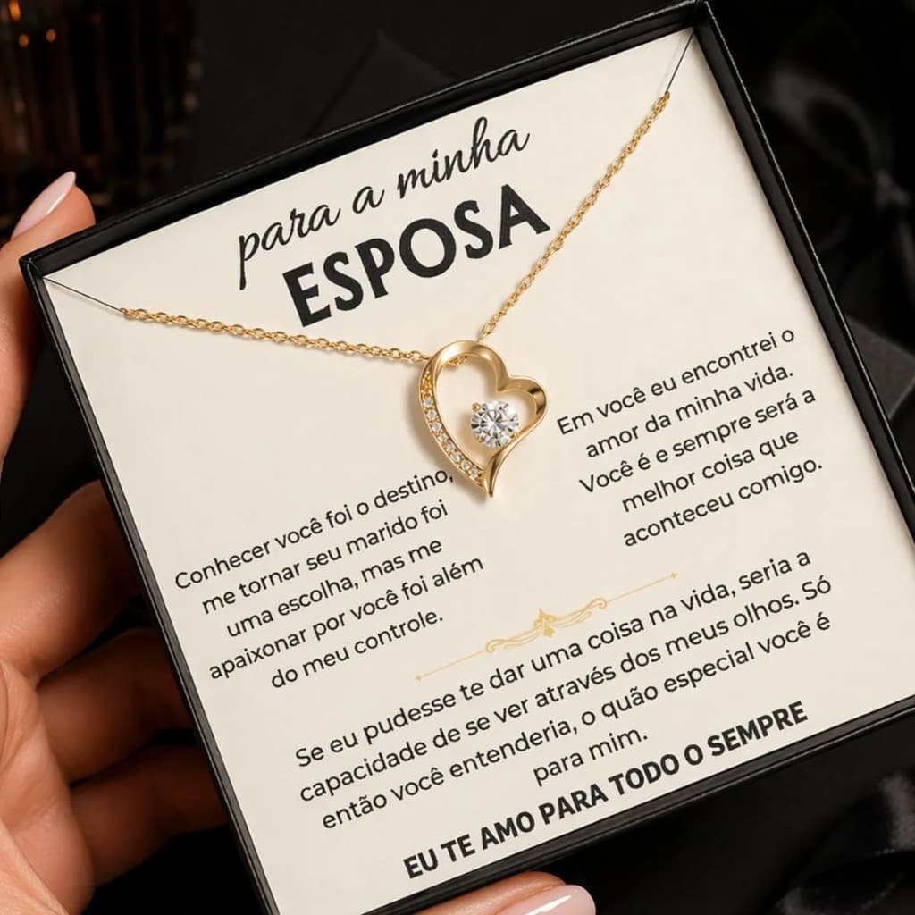 Colar Presente Para Esposa Banhado A Ouro 18k  Do Marido e Caixa Para - Presente dia dos Namorados