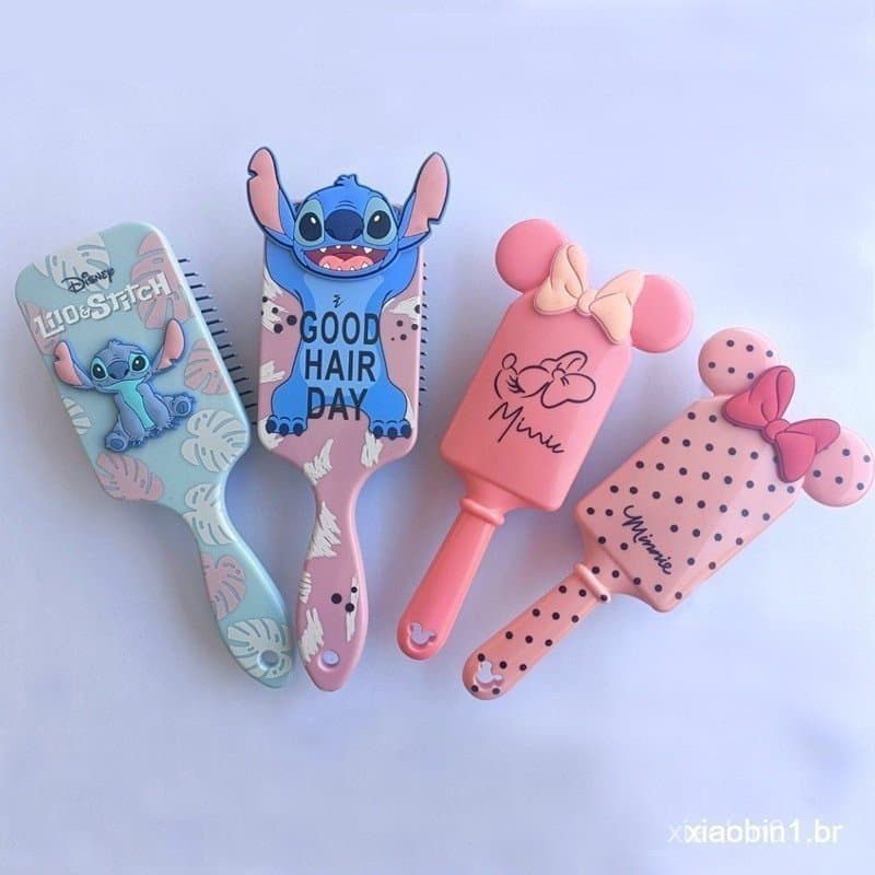 Pente de Massagem para Cabelos Cacheados com Airbag Stitch, Pente Anti-Nódulo Mickey, Presente Infantil de Desenho Anima