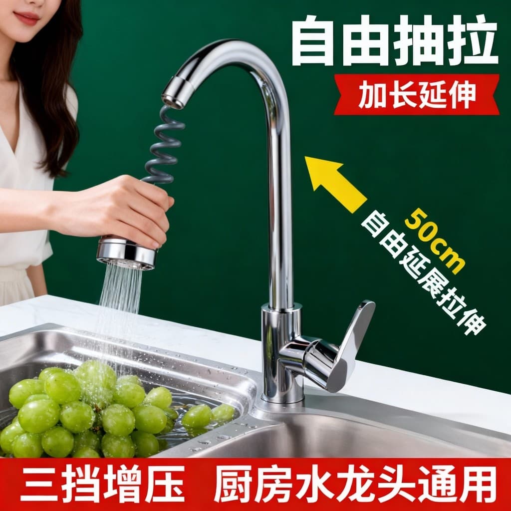 Extensor de torneira de cozinha retrátil Pull-out externo sprinkler estendido Universal à prova de respingos ferramenta