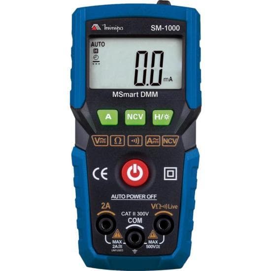 Multímetro Digital True RMS CAT II Minipa SM-1000 Azul/Preto
