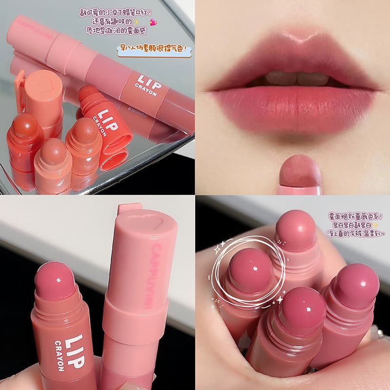 Conjunto de batom Crayon branco quatro cores leite chá fosco veludo fosco conjunto de caneta batom
