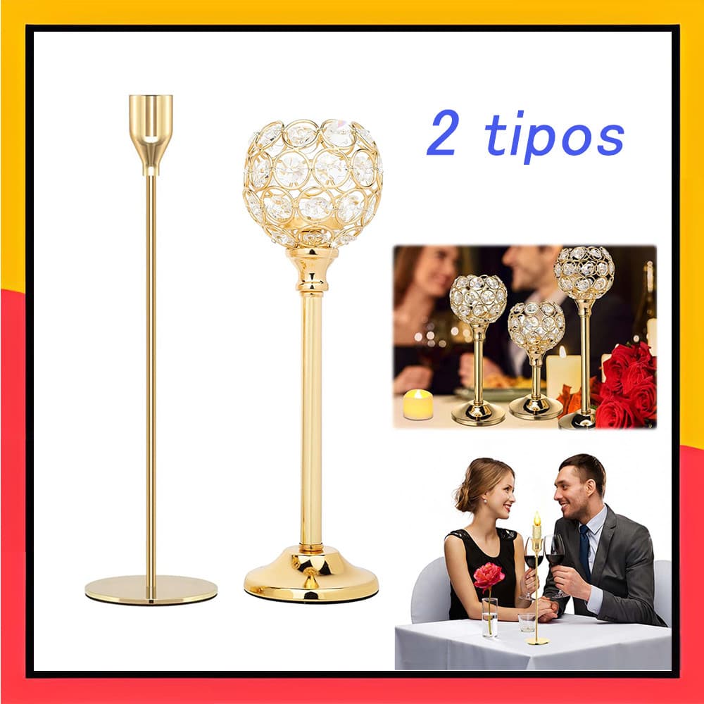 Suporte de vela de Metal dourado conjunto de 3 peças casamento, castiçal de decoração de natal