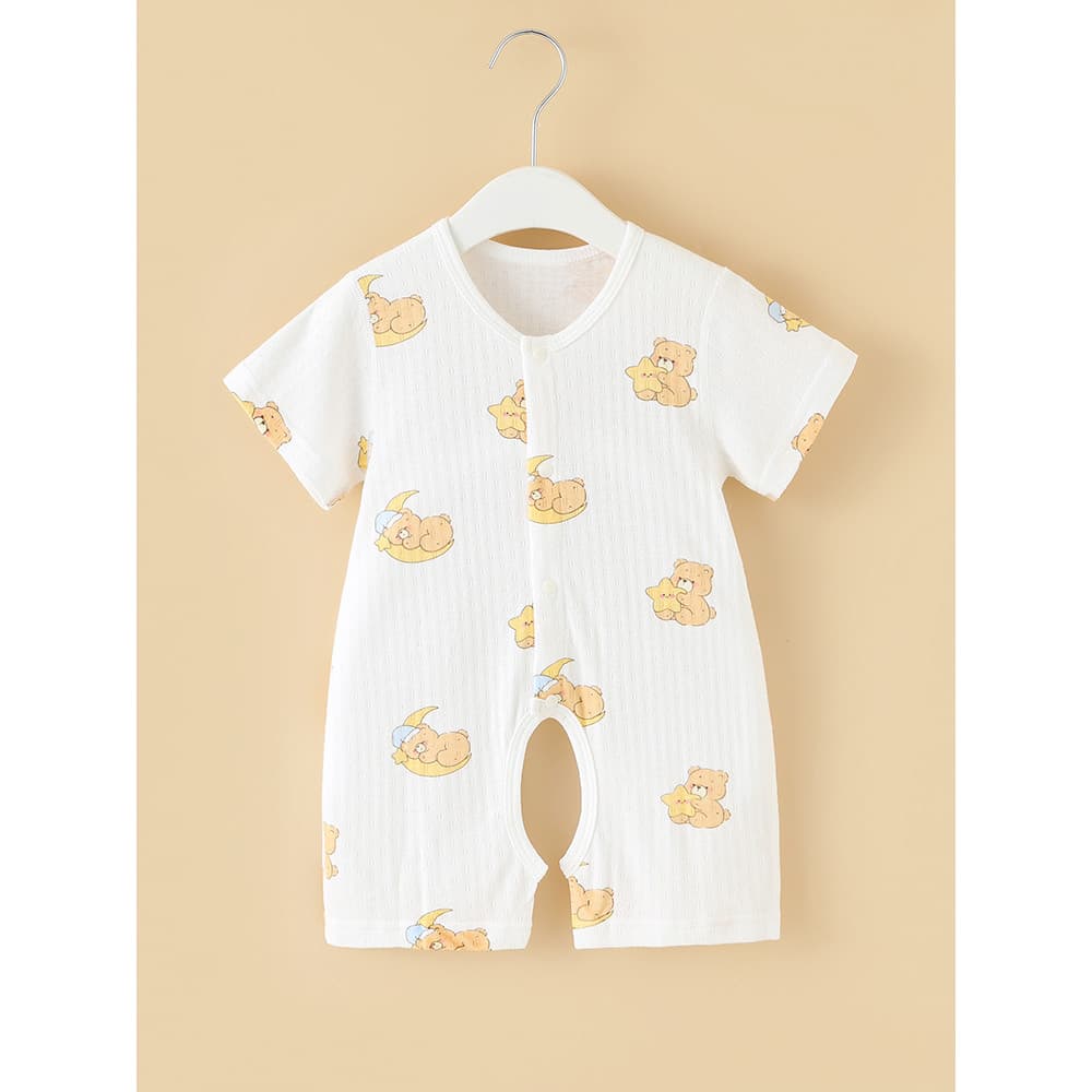 Classe A bebê respirável malha macacão masculino feminino bebê Cardigan verão fino de manga curta virilha aberta macacão