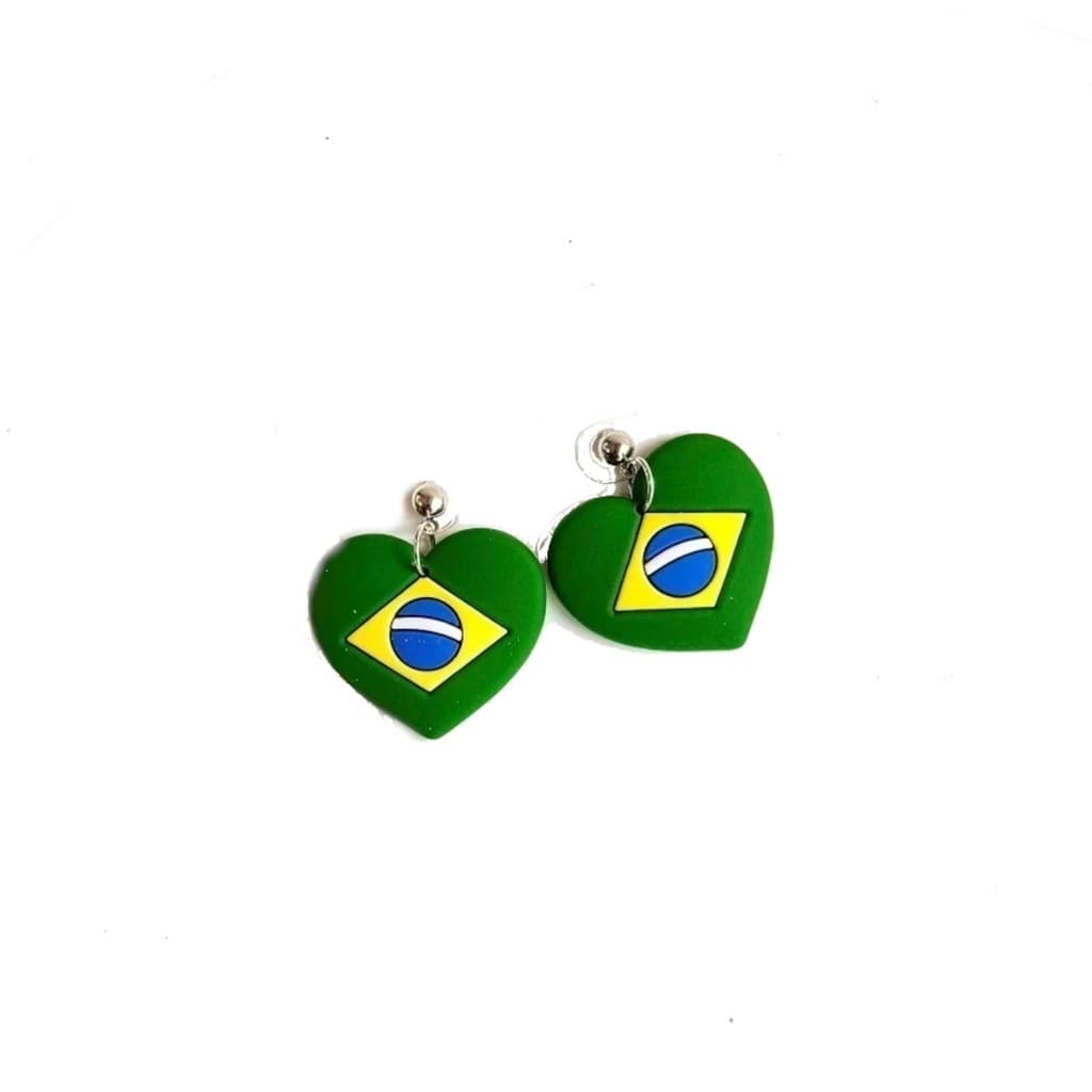 Brinco Bandeira Do Brasil Copa Do Mundo Plastico Coracao Acessorio Feminino Torcida Original