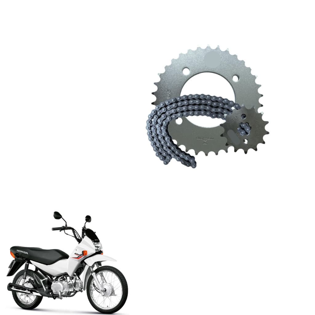 Kit Transmissão Pop100 2007 a 2015 aço 1045 Riffel