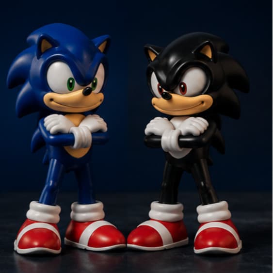 Kit Bonecos Sonic 2 Peças Azul e Preto | Brinquedo Infantil e Colecionável