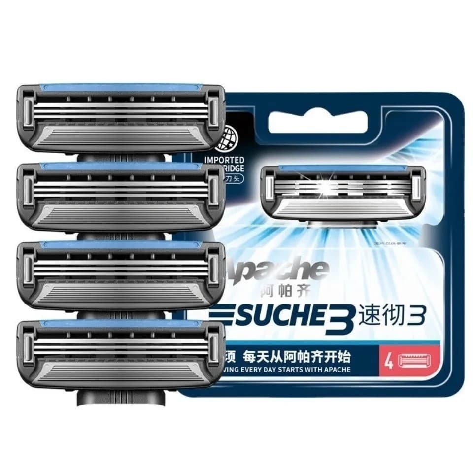 Apache Suche 3 barbeador manual de 3 camadas à moda antiga navalha masculina suporte de lâmina de cabeça de barbear manu