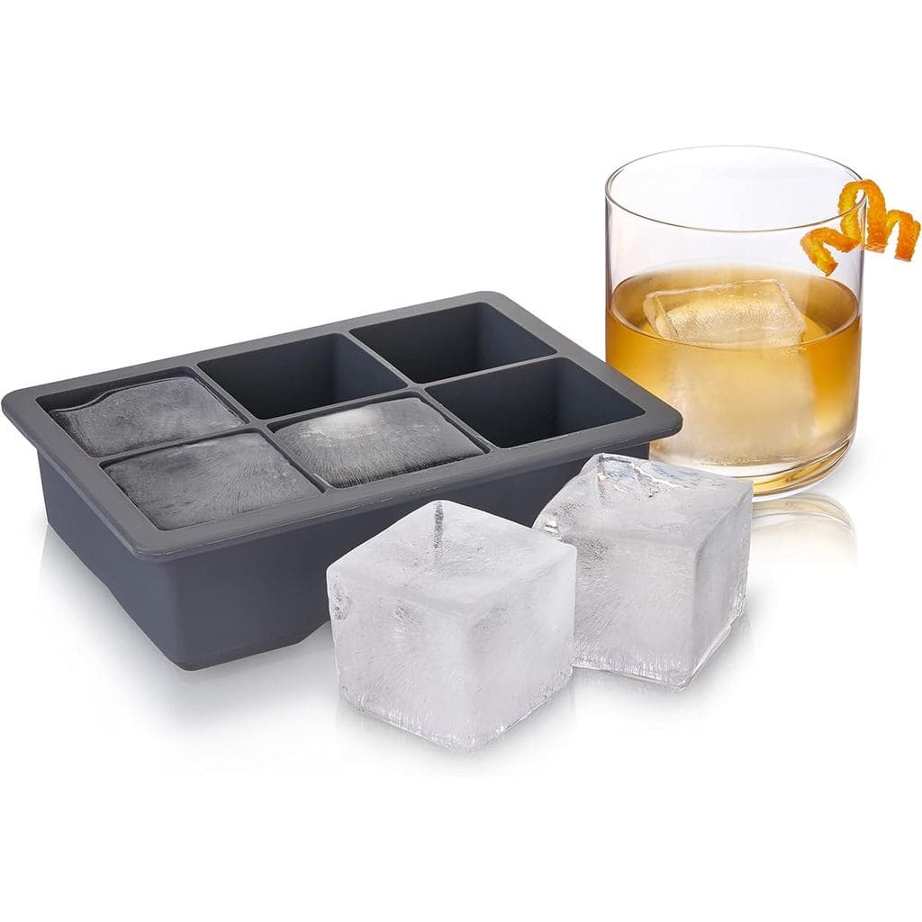 Forma de Gelo Viski com Tampa, Molde Grande de Silicone de Fácil Remoção, Cubos de Gelo de 2 Polegadas para Whisky, Coqu
