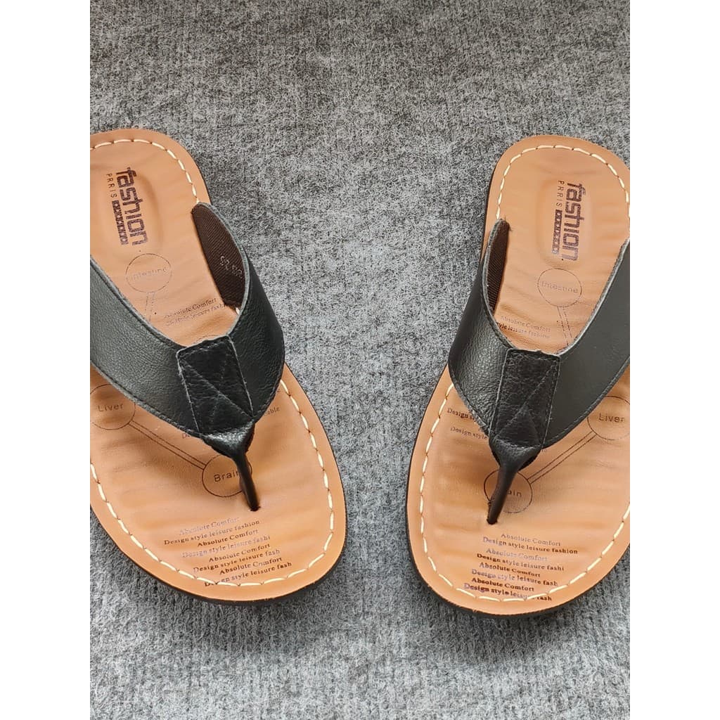 Chinelos de couro genuíno masculino verão antiderrapante respirável chinelos de praia na moda preto férias Casual Fli