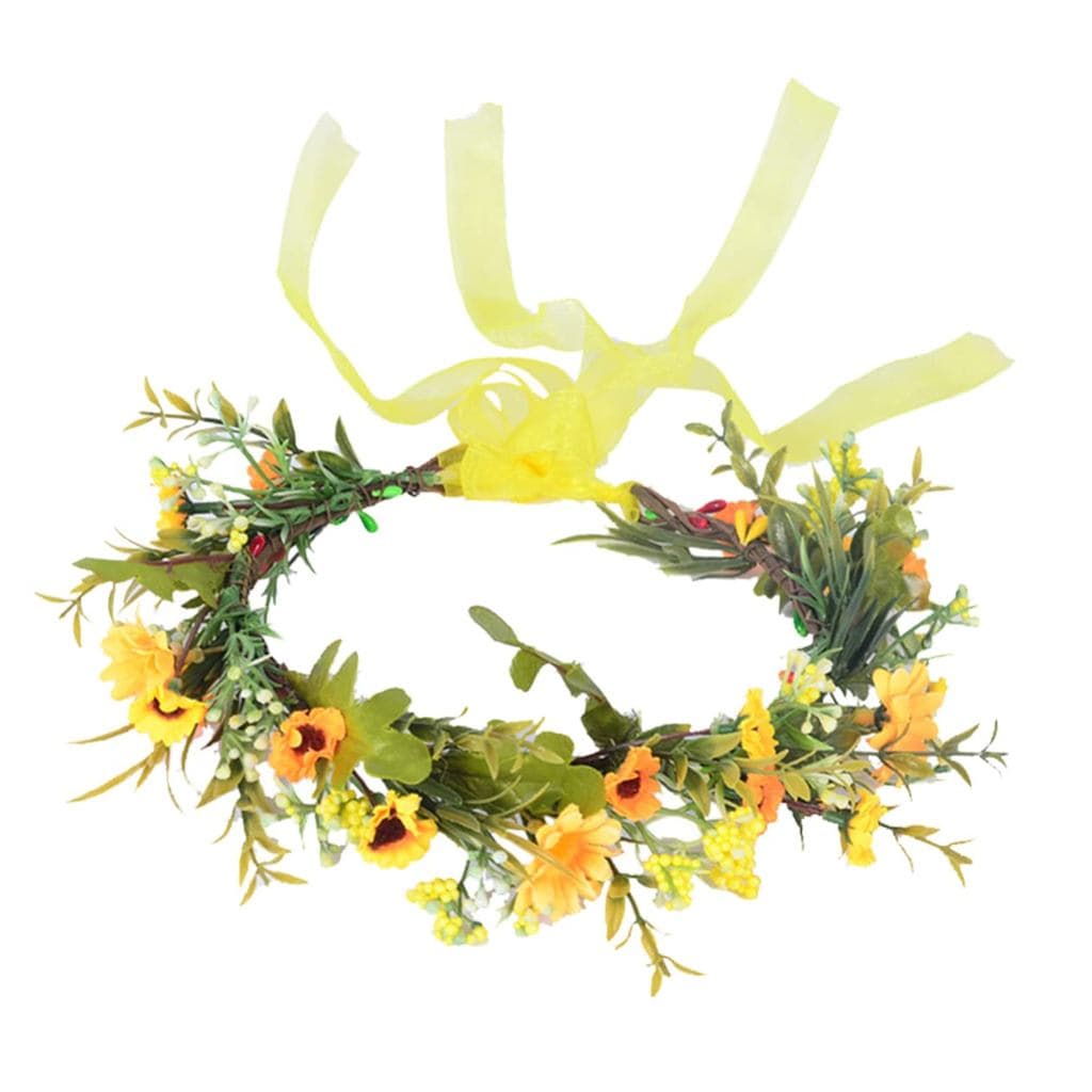 OUNONA Tiara de Girassóis, Guirlanda de Flores para Cabelo, Acessório de Cabelo para Casamento, Acessório de Festa com G
