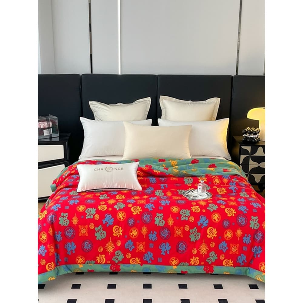 Colcha Baifu adequada para A pele Classe A Colcha de algodão Colcha fresca de verão Colcha de ar condicionado Sala de ca