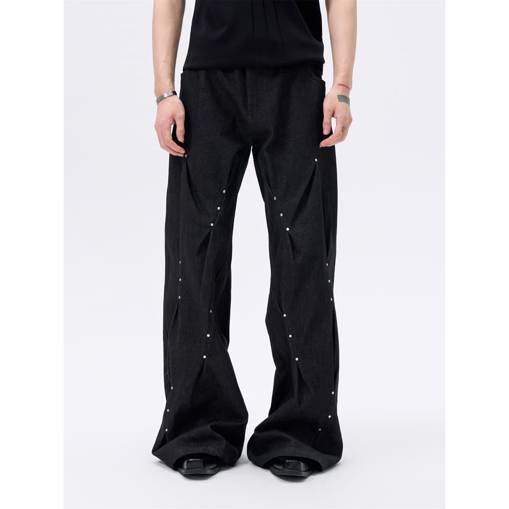 FRKM SCD 25 AW Botão Pesado Plissado Desconstrução Jeans Soltos Tridimensional Torcido Calça Linha A Vaca Original