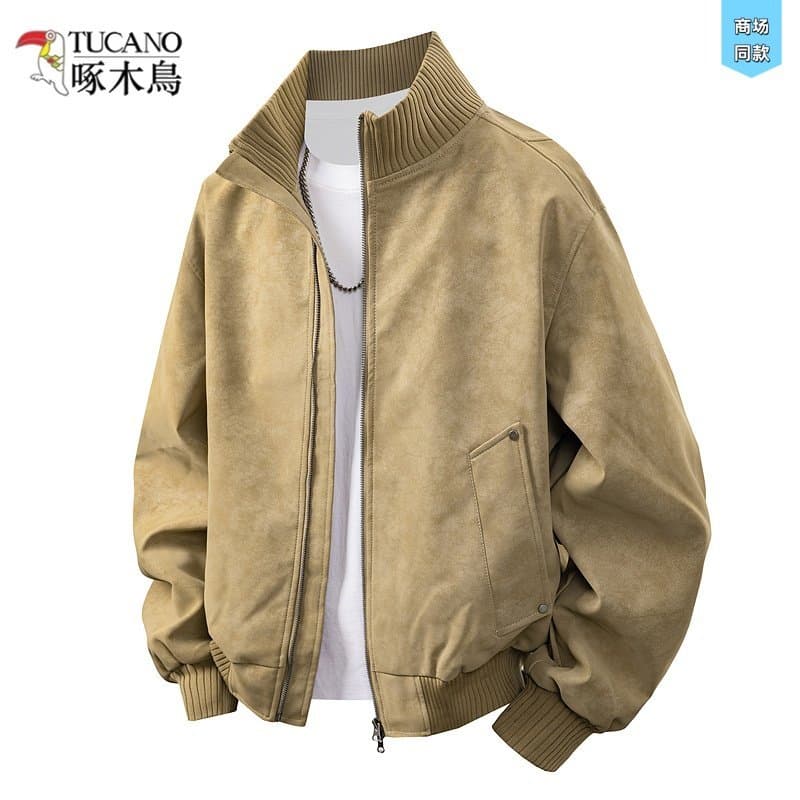 Woodpecker Melade jaqueta de couro PU masculina outono inverno lã quente americano retrô Tie-Dye jaqueta moderna
