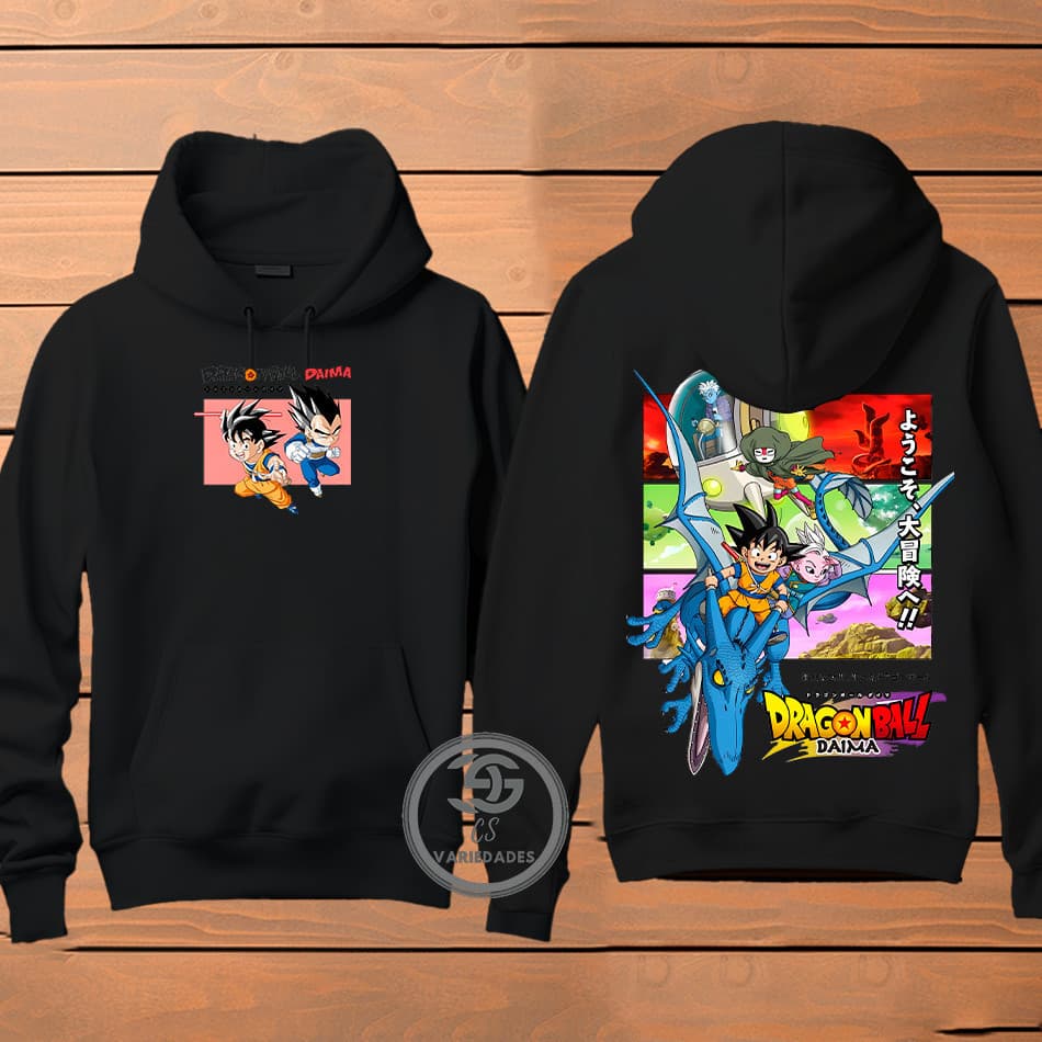 Moletom Dragon Ball DAIMA Anime Mangá desenho Estampado Frente e costas Flanelado Blusa de Frio Infantil e Adulto