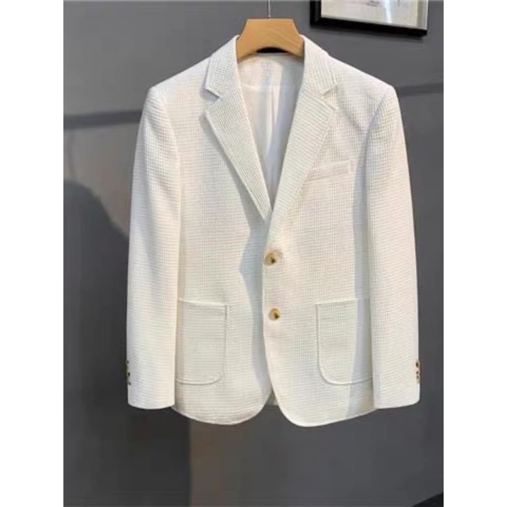 Waffle textura terno jaqueta masculina primavera outono novo estilo High-End sentimento moda Casual dois botões fino-aju
