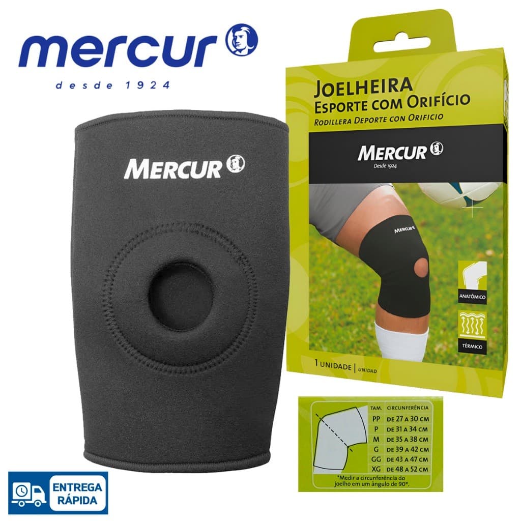 Joelheira Compressão Esporte Orificio Reforcado Mercur
