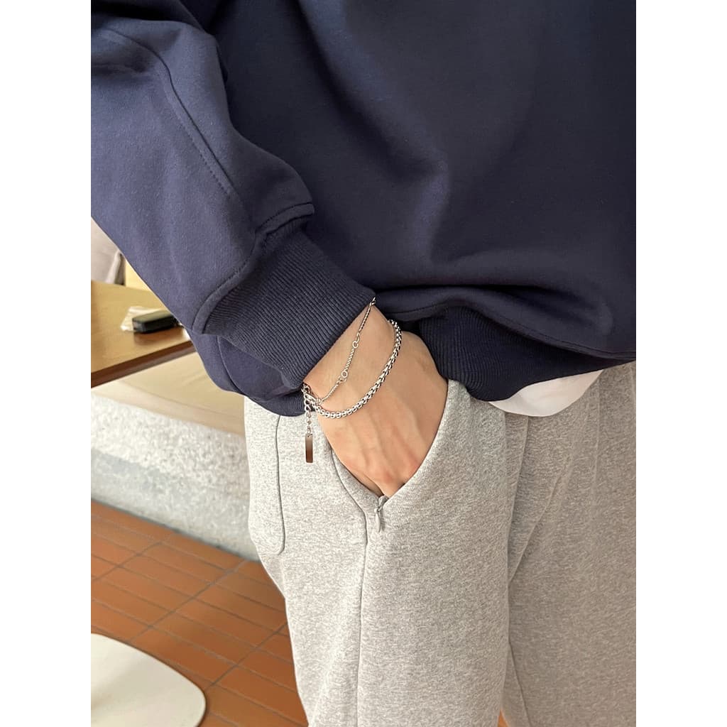 pulseira pulseira masculina Pulseira japonesa de aço de titânio de camada dupla masculina na moda ins luz nicho de luxo