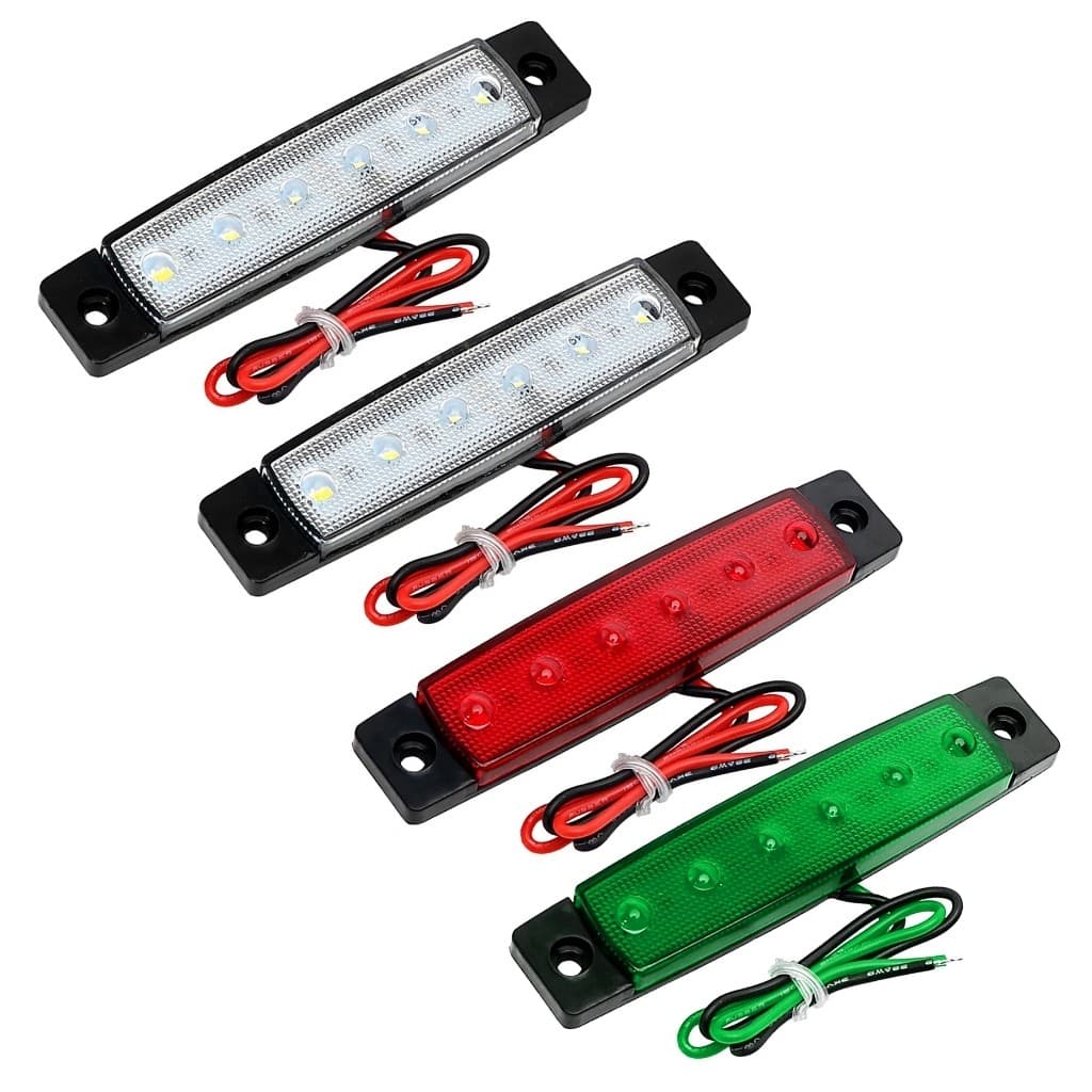 Jogo 4pcs Luzes 6 Leds Navegação Náutica Vermelha Verde Azul Branca Barco Bombordo Boreste Lancha