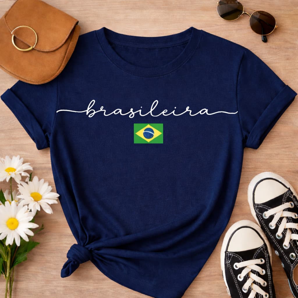 Camiseta Brasileira Feminina Brasil T-Shirt 100% Algodão Casual Seleção