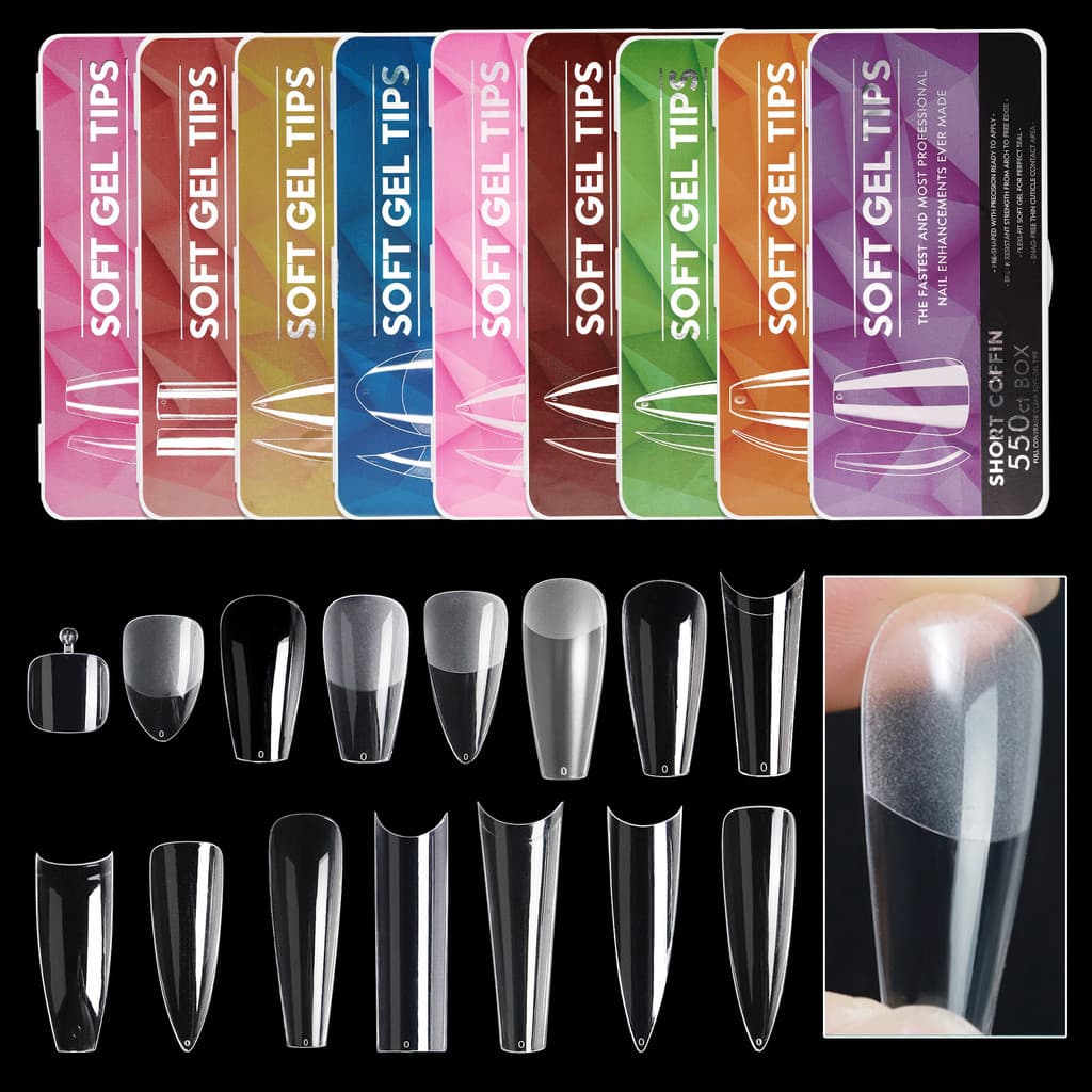 [XT] Unhas Postiças Caixa Porcelana Fosca Sem Lixar Aplicação Rápida Nail Art