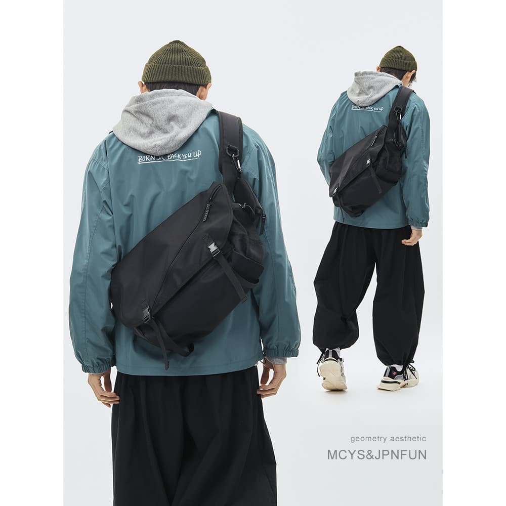 Yohji Kimura Bolsa mensageiro masculina de grande capacidade esportiva estilo funcional bolsa de ombro masculina mochila