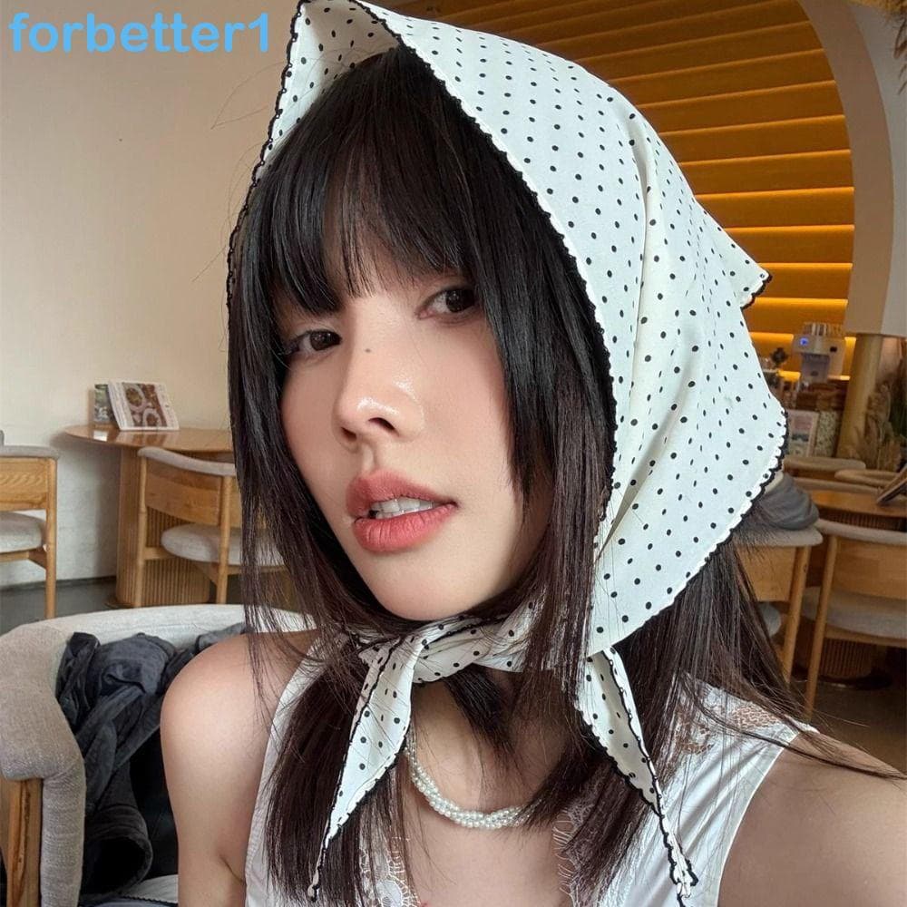 Faixa De Cabeça De Bolinhas FORBETTER , Turbante Doce E Fresco Lenço Pequeno , Cabelo Triangular Listrada Coreana Fina