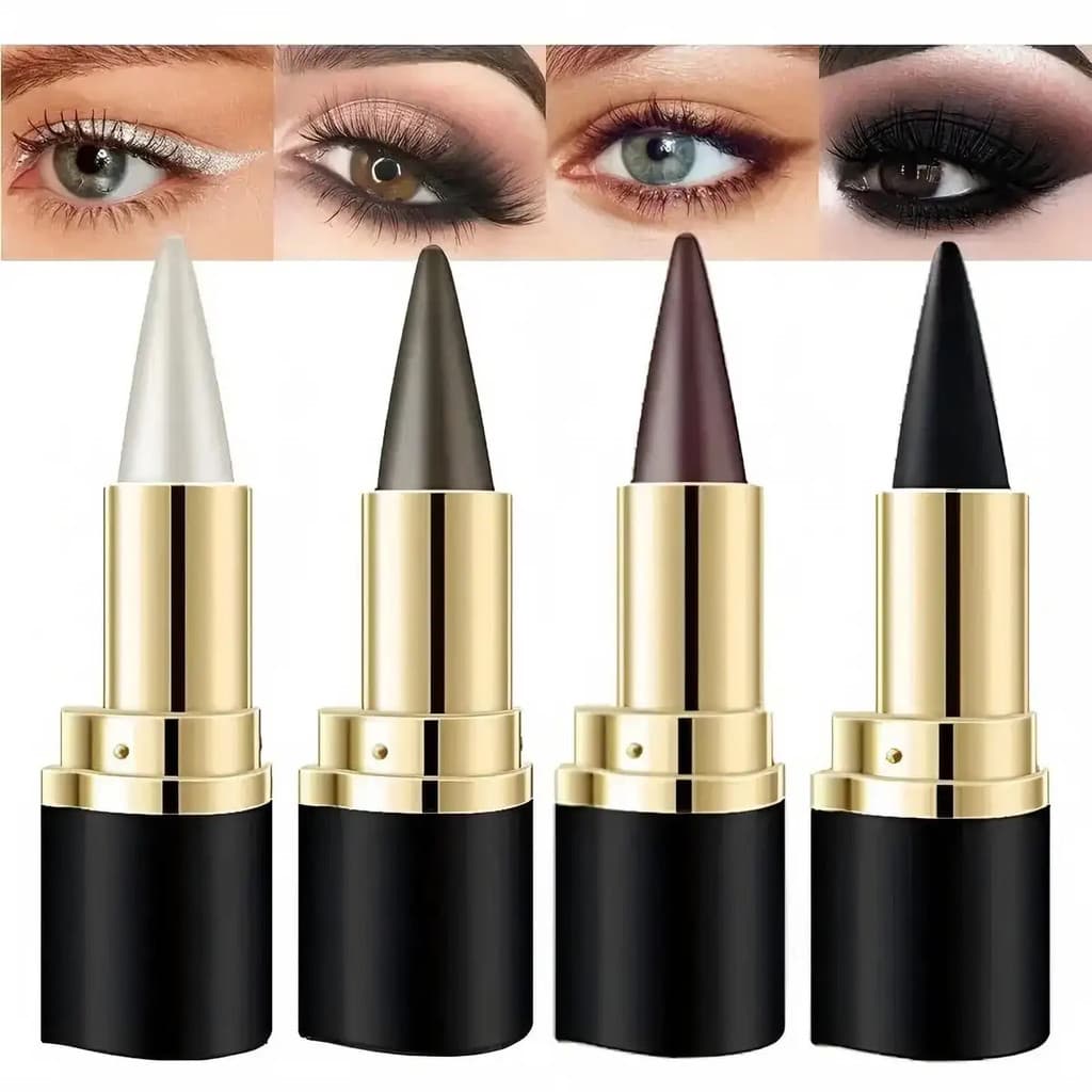 2 Lápis Delineadores em Gel, Delineador Preto de Secagem Rápida e Longa Duração, Delineador em Creme Matte à Prova d'Águ