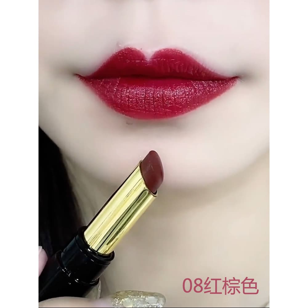 Caneta de batom delineador labial de duas cabeças, lápis labial rotativo, contorno fosco, realce labial, formato de lábi