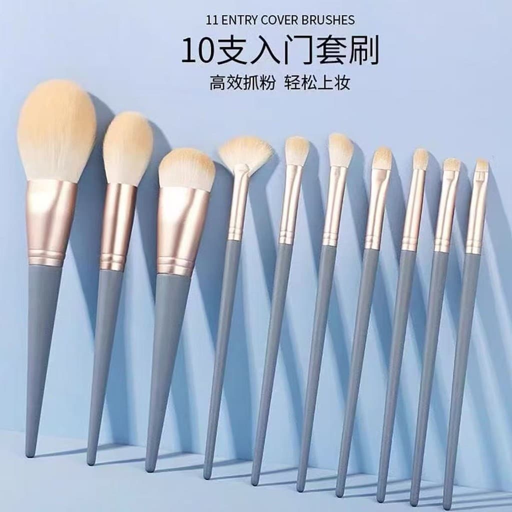 10 pçs Cangzhou pincel de maquiagem conjunto genuíno sombra delineador fundação destaque pó solto nariz sombra Blush cor