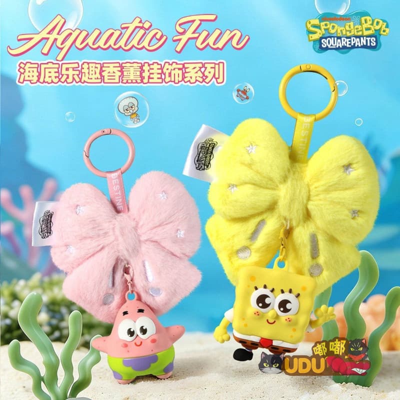 Pingentes da Série Aromaterapia Subaquática do Bob Esponja, Chaveiro Fofo do Patrick Estrela com Laço, Ornamento para Bo
