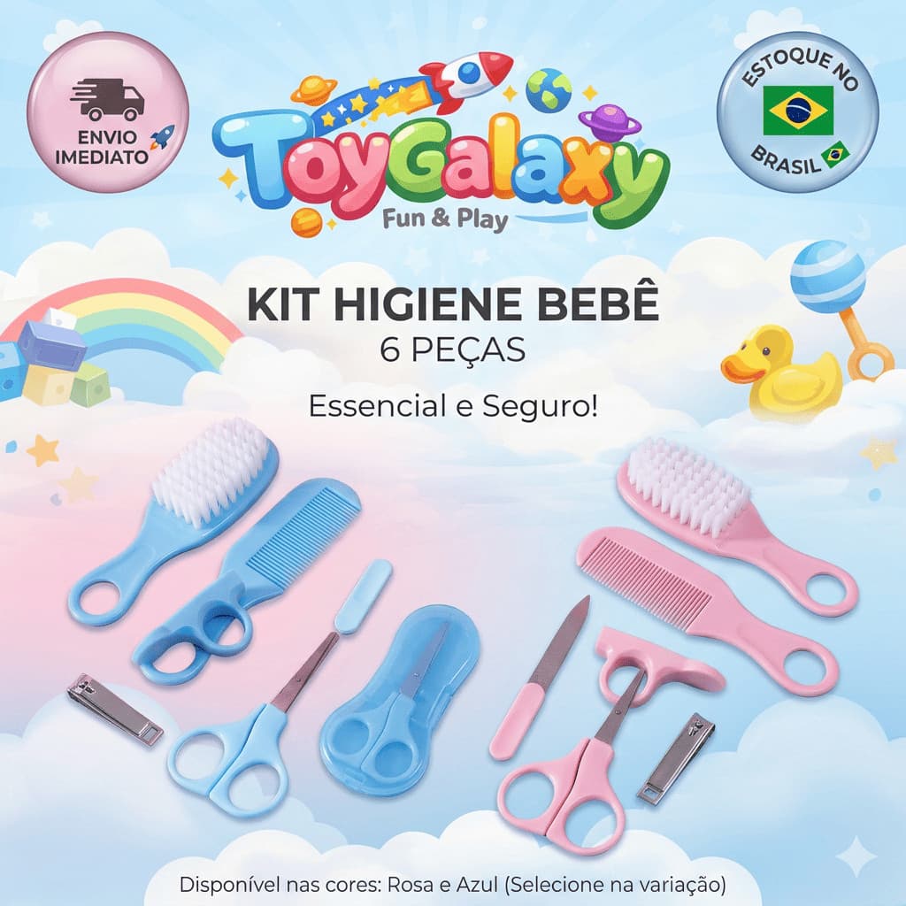 Kit 6 Pcs Higiene Cuidado Bebê Recém Nascido Essencial Cuidados Com O Bebê