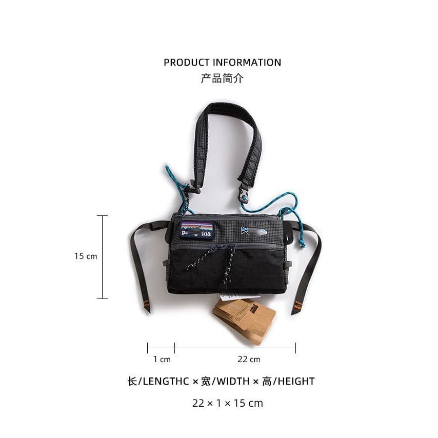 Bolsa de ombro moderna estilo street, bolsa pequena unissex à prova d'água para atividades ao ar livre, bolsa multifunci